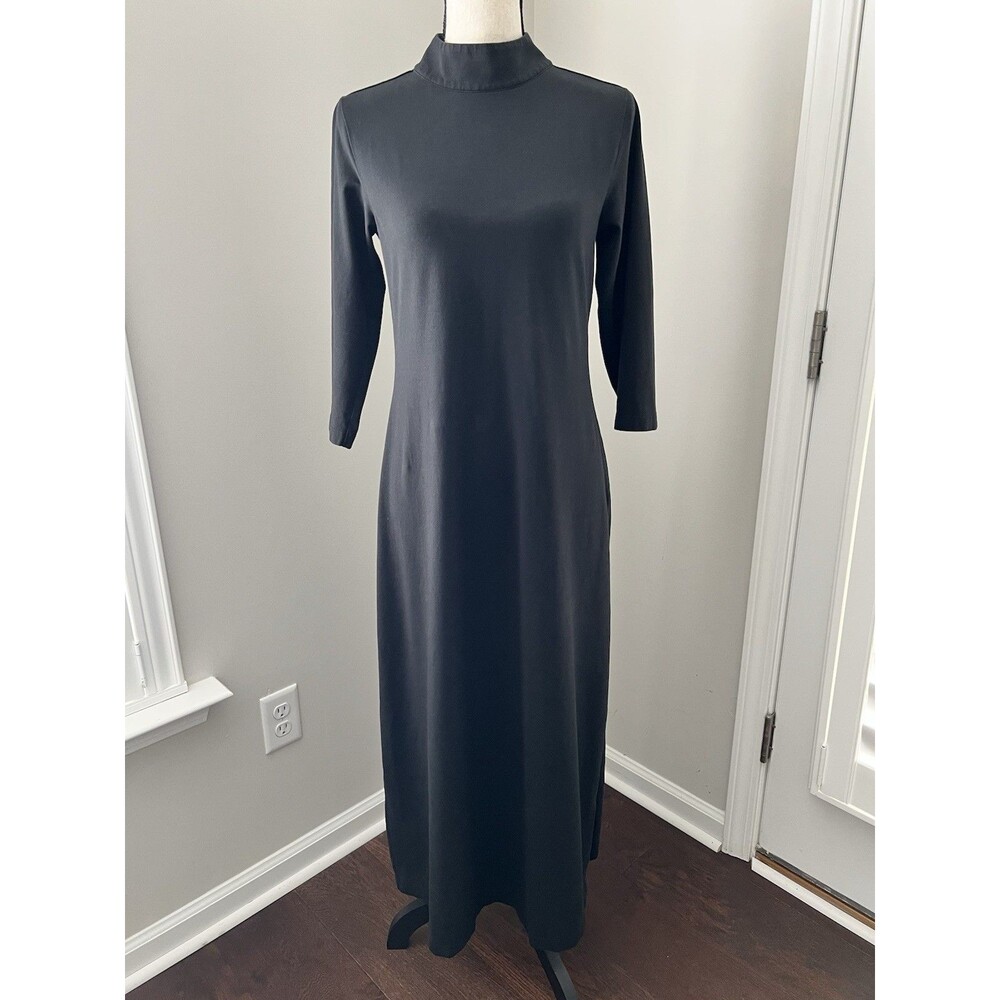 Spartina 449 Black Cotton Mock Neck Maxi Dress Size Small